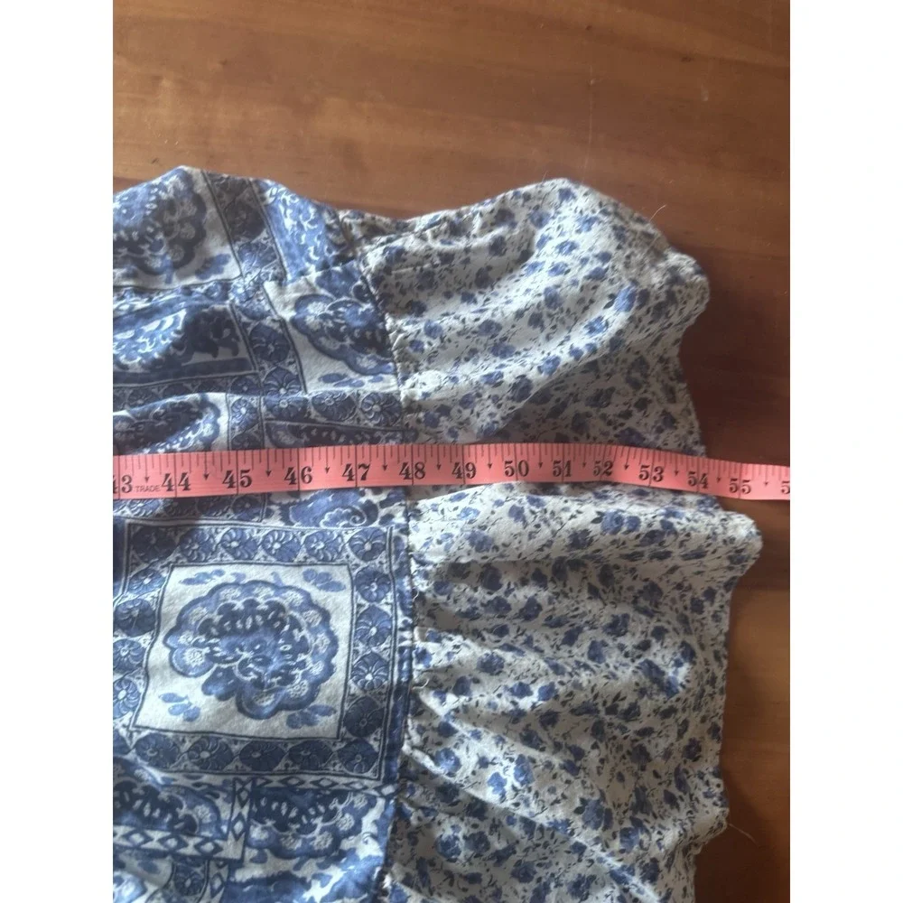AbercrombieFitch Blue White Tiered Maxi Dress MediumTall Twist Front Cottagecore